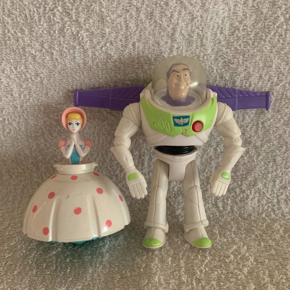 Vintage 90s Pixar Toy Story Buzz Lightyear and Little Bo-Peep Figures
